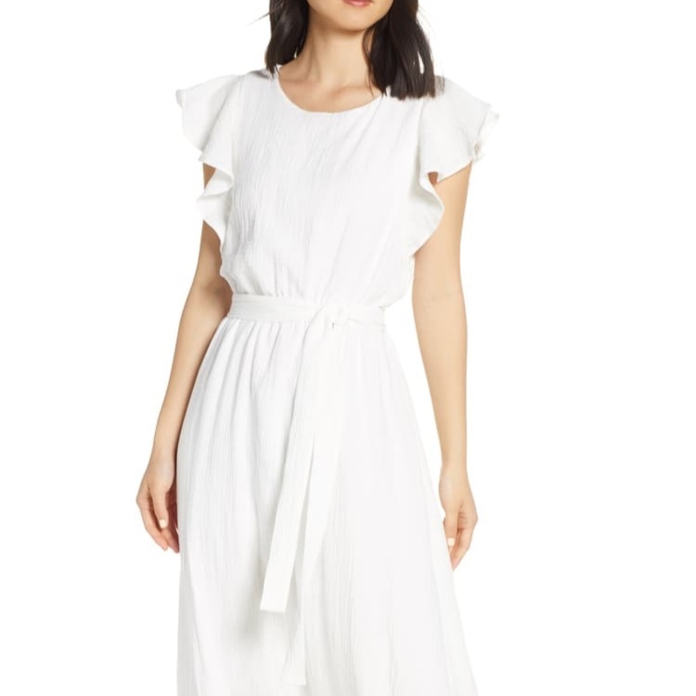 Ruffle Sleeve Cotton Maxi Dress